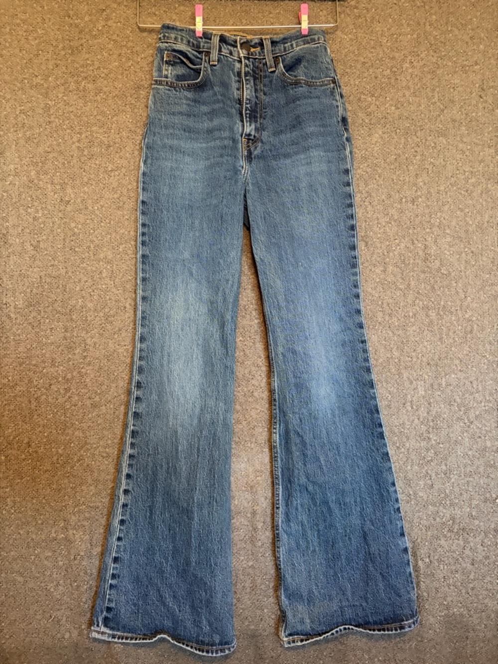 Women's Levi's Premium 70’s Blue Denim High Rise Flared Jeans Big E